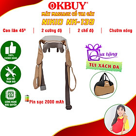 Máy massage cổ vai gáy Nikio NK-139 - Pin sạc, tặng túi xách, nhiệt nóng, động cơ không chổi than êm ái bền bỉ