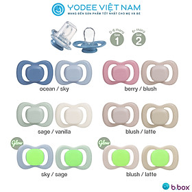 b.box Set 2 núm ti silicone mềm mại với công nghệ kháng khuẩn gốc bạc hỗ trợ chỉnh nha cho bé, tặng kèm nắp đậy tiện lợi