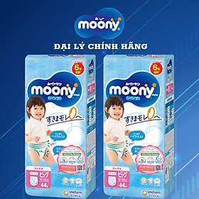 [CỘNG 12 MIẾNG] Thùng combo 2 gói tã quần Moony cao cấp XL38+6 (Girl) - Nhập khẩu từ Nhật Bản