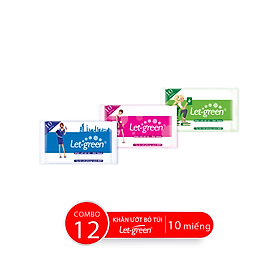 Combo 12 Bao Khăn Ướt Bỏ Túi LET-GREEN, 10 Miếng/Bao