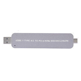 USB 3.1 Type A/C to PCI-e NVMe M.2 SSD Enclosure Adapter Card Portable Hard Drive Enclosure Plug & Play - Silver