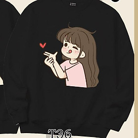 Áo Sweater cặp đôi nam nữ bắn tim dễ thương Mr.Buffalo - T36 Đen