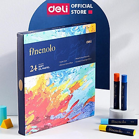 Bút Màu Sáp Dầu Chuyên Nghiệp Oil Pastels Phiên Bản Cao Cấp Finenolo Vẽ Tranh Tô Màu Học Sinh Deli - Hộp Giấy Hiện Đại Chất Mềm Mịn - EC212