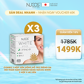 Hình ảnh Combo 3 Hộp Viên uống trắng da giảm thâm nám chống nắng Nucos White 3x60 viên