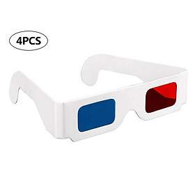 4Pcs 3D Cardboard Glasses Red & Cyan Anaglyph White Card Glasses for 3D Viewing