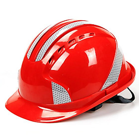 ABS Safety Helmet Breathable Shockproof Helmet with Air Vents Multi-point Buffer Reflective Stripe for Warehouse Factory Orange