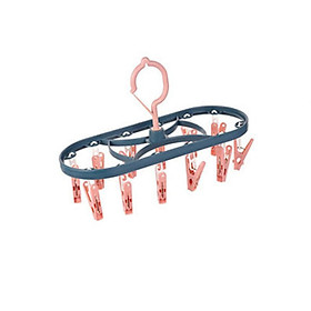 Mua Giá phơi quần áo hình bầu dục 12 kẹp đa năng  Móc áo đồ lót tất  kẹp chống trượt  móc treo quần áo bằng nhựa du lịch