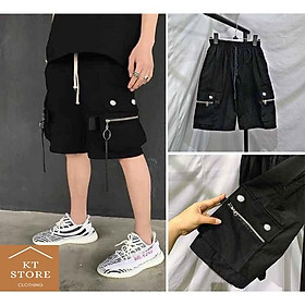 Quần short kaki túi hộp phối khóa chất vải co giãn
