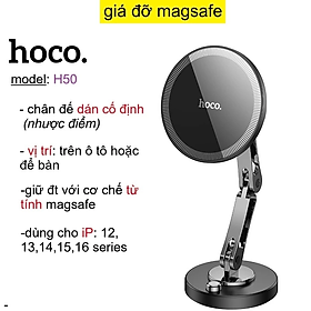 Mua Giá đỡ điện thoại ô tô  hít nam châm dùng cho iP 12/ 13/ 14/ 15/ 16 Pro Max Hoco H50 _ hàng chính hãng