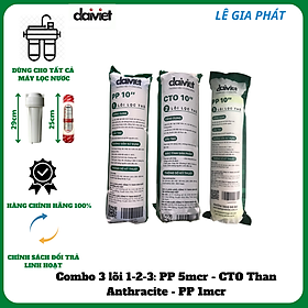 COMBO 3 LÕI LỌC NƯỚC SỐ 1-2-3 (PP - CTO - PP) - HÀNG CHÍNH HÃNG ĐẠI VIỆT