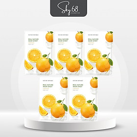 Combo 5 Mặt Nạ Giấy Cấp Ẩm, Dưỡng Trắng, Mờ Thâm, Chống Lão Hoá Nature Republic Real Nature Mask Sheet 23ml x 5 - Orange