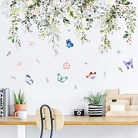 Mua Sticker Giấy Dán Tường Decal Dán tường Tranh Dán Tường Trang Trí Tường Mẫu Hoa Lá và Đàn Bướm ZH-1014