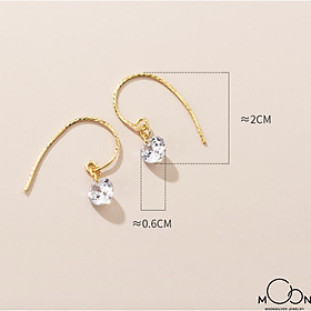 Khuyên tai bạc móc câu xoắn đính đá nụ cá tính Moonsilver
