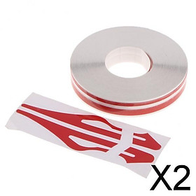 2x Brooches Stripe Tape Vinyl Decal Car Sticker Steamline Dual Line Red