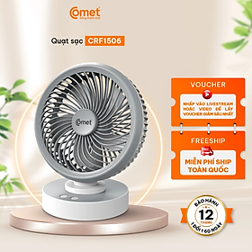Mua Quạt Sạc Tích Điện Để Bàn Đa Năng COMET CRF1506 7W  4 Cấp Độ Gió  Xoay 90 Độ  2 pin rời 18650 Lithium 1500mAh Để Bàn Văn Phòng hàng chính hãng