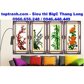 Mua Tranh thêu chữ thập 4 mùa đào lan trúc cúc tứ quý cỡ bé nhất H212 H213 H214 H215 chưa thêu