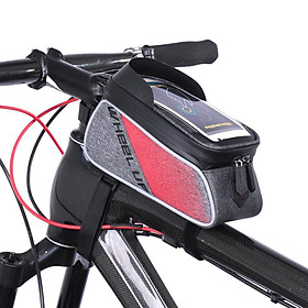 Túi treo sườn xe đạp chất liệu polyester chống nước có ngăn để điện thoại cảm ứng-Màu đỏ