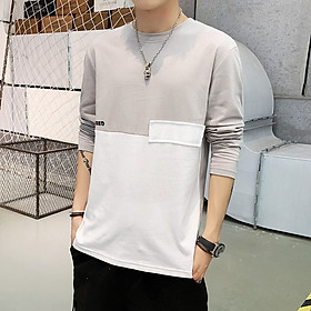 Japanese Color-matching Long-sleeved Men's Plus Size Trend T-shirt
