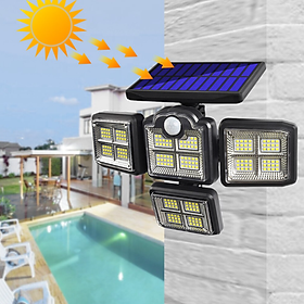 Đèn ngoài trời LED năng lượng mặt trời cảm biến chuyển động Outdoor Solar Lights 4 Head Motion Sensor