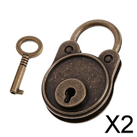2xBear Vintage Padlock Mini Lock with Key for Jewelry Box Storage Diary Book Copper