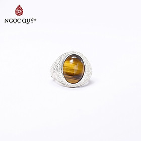 Nhẫn bạc nam mắt đá thạch anh mắt hổ ni19 mệnh thổ, kim - Ngọc Quý Gemstones