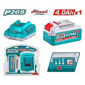 BỘ 1 PIN TFBLI20021VÀ 1 SẠC TFCLI2001 DÙNG PIN LITHIUM-ION 20V TFBCPK1012 TOTAL -HÀNG CHÍNH HÃNG
