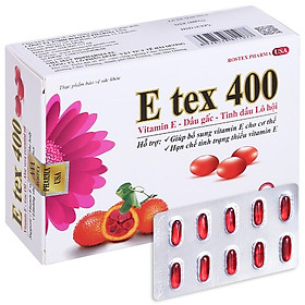 Viên uống đẹp da Vitamin E đỏ, tinh dầu gấc, lô hội E TEX 400 - Hộp 30 viên - Chai 30 viên