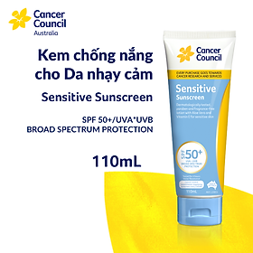 Kem chống nắng cho da nhạy cảm Cancer Council Sensitive SPF 50+/PA++++ 110ml