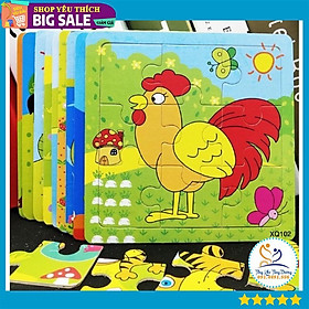 Đồ chơi Tranh Xếp Hình Ghép Gỗ Puzzle 9 Miếng, 12 miếng Cho Bé