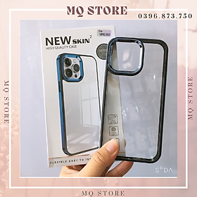 Ốp lưng New Skin viền màu lưng trong chống sốc, chống ố màu dành cho iPhone 14/ 14Max/14 Pro/ 14 Pro Max