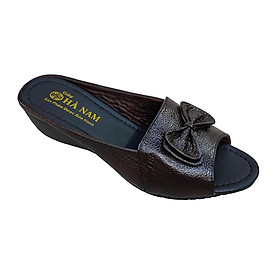 Dép Nữ Quai Ngang Đế Xuồng HÀ NAM Da Bò Thật Cao Cấp DNU2136