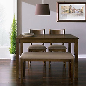 Mua Bàn ghế ăn gỗ cao su (bàn 120cm chân vuông+1 ghế bench+2 ghế cabin)
