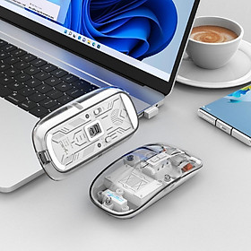 Mua Chuột Không Dây trong suốt T900 Bluetooth 5.0 / 3.0 / USB 2.4G - chống ồn - Pin sạc TypeC - kết nối đa thiết bị