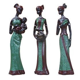 Resin Table Top African Figure Sculpture Bright Color Dyed Centerpiece, Home Decorative