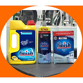 Combo Bột rửa bát finish 2.5kg+Muối rửa chén finish 1.2kg+nước bóng 1150ml