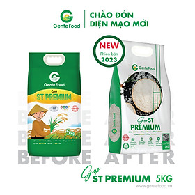 Gạo ST25 Premium Gente Food 5kg - Cơm Thơm, Dai, Mềm Dẻo, Vị Ngọt