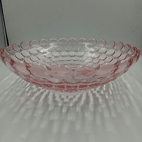 Mua Đĩa Thủy Tinh Pha Lê Bi Nổi Màu Hồng Size To 30 CM Đựng Hoa Quả Bánh Kẹo Tết