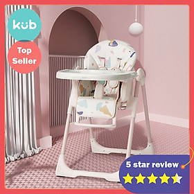 Ghế Ăn Dặm Nora - KUB - Model Mới - Điều Chỉnh Độ Cao và Góc Ngồi, Đệm Da Không Thấm Nước, Bàn Ăn 2 Lớp