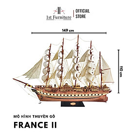 Mô hình Thuyền Cổ FRANCE II cao cấp, mô hình gỗ tự nhiên, lắp ráp sẵn, quà tặng sang trọng 1st FURNITURE