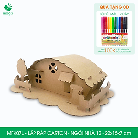 MFK07L - 22x15x7 cm - Mô hình ngôi nhà lắp ráp từ bìa carton cao cấp, nhà giấy carton mini sáng tạo