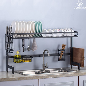 Kệ Để Bát Thông Minh, Giá Kệ Để Chén Bát Đũa Đa Năng Chọn Size (65/85/95/125cm – 1 tầng/2 tầng) – Thép Carbon Không Gỉ - Sơn Tĩnh Điện Cao Cấp Siêu Bền – Chống Bám Bụi Chính Hãng