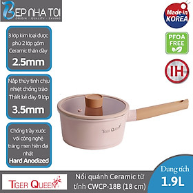 Nồi quánh Ceramic từ tính Tiger Queen CWCP-18B - Màu hồng hoa anh đào [18cm - 1.9L] - Chính hãng