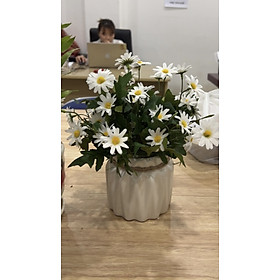 Hoa giả - Bình hoa lụa tú cầu mini nhiều màu cao 18cm trang trí nhà cửa, bàn trà, văn phòng làm việc