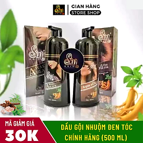 [CHÍNH HÃNG] Dầu Gội Đen Tóc Sin Hair Nhật Bản 500ml, Dầu Gội Nhuộm Tóc Nhân Sâm Nhật Bản Giúp Phủ Bạc Đen Tóc, 100% Thảo Dược Thiên Nhiên