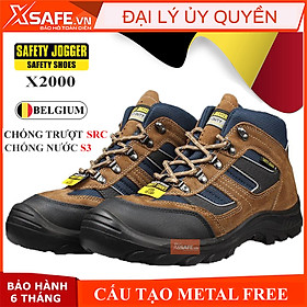 Giày bảo hộ lao động nam Jogger X2000 S3 SRC da bò lộn bền bỉ, thoáng khí, chống nước, đâm xuyên, trơn trượt