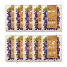10 Mặt Nạ Tony Moly Fresh To Go Mask Sheet (10 x 22g) - Grape: Chiết xuất từ nho làm se khít lỗ chân lông giúp da mịn màng hơn