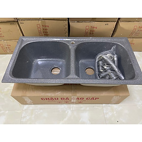 Mua Chậu rửa chén đá nhân tạo 2 hộc xám ghi 98*48*22 ( tặng kèm bộ xả )