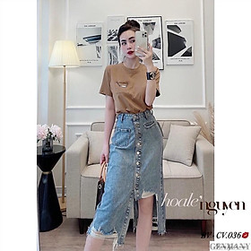 Chân váy bò rách cá tính. Size S M L