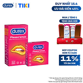 Combo Bao cao su Durex Pleasuremax Hộp 12 Bao và hộp 3 bao