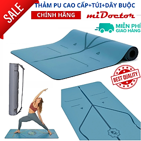 Thảm Tập Yoga Định Tuyến Da PU Cao Cấp Chính Hãng miDoctor + Túi Đựng Thảm Tập Yoga + Dây Buộc Thảm Yoga Định Tuyến